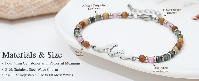 TONY & SANDY Friend Gifts for Women, Sister Gift, Friendship Bracelets, Wave Bracelet, Best Friend Birthday Gifts for Women, Bestie Bracelets, Christmas Stocking Stuffers for Woman