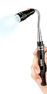 Gifts for Him, LED Magnetic Pickup Tools, Telescoping Magnetic Flashlight Pick Up Tool, Christmas Stocking Stuffers for Men Adults, Unique Cool Gifts for Men, Dad, Husband, Black