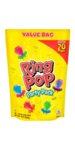 Ring Pop Candy, Christmas Lollipops, 20 Ct Party Favors in Assorted Fruity Flavors - Full Size, Bulk Variety Pack, Individually Wrapped Hard Candy For Stocking Stuffers, Holiday Gifts