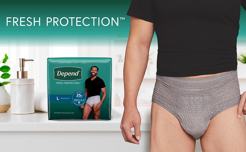 Depend Depend Fresh Protection Adult Incontinence Underwear for Men, Disposable, Maximum, Extra-Large, Grey, 68 Count (2 Packs of 34), Packaging May Vary