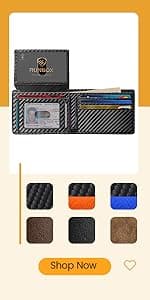 RUNBOX Slim Wallets for Men - Leather Money Clip Mens Wallet - RFID Blocking Front Pocket Bifold Wallet - Thin Credit Card Holder with Gift Box