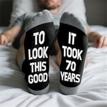 70th Birthday Gifts for Men Whiskey Glass Set, 70th Birthday Party Supplies with 11 Oz Whiskey Glass Coaster Stone Baseball Cap Apron Sock Funny Toilet Paper Keychain for Him, Dad, Husband, Friends