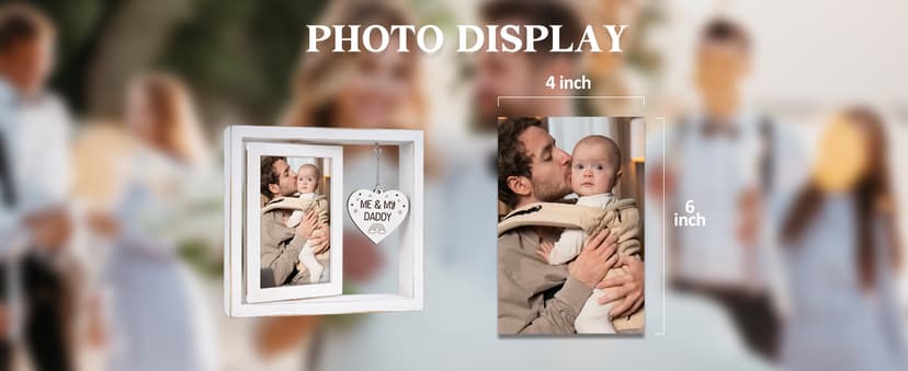 New Dad Gifts, First Time Dad Gifts, Me and My Daddy Picture Frame, Baby Gift for Daddy,Room Decor Vintage Style,Baby Gender Neutral Rotating Photo Frame 4x6