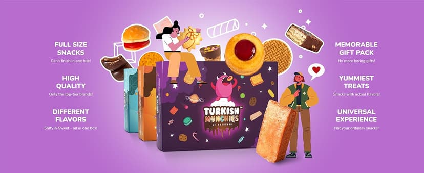 Midi International Food Hamper | Premium Exotic Foreign Foods | Unique Hampers & Gourmet Gift for Men and Women | American Alike Retro Turkish Foods | 12 Full-Size + 1 Bonus Snacks