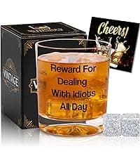 Ithmahco Funny Whiskey Glasses for Men, Bourbon Glasses Alcohol Gift for Man, Funny White Elephant Gifts Gifts for Men, Christmas Gag Gift Ideas for Him Husband Daddy Dad Coworker Boss