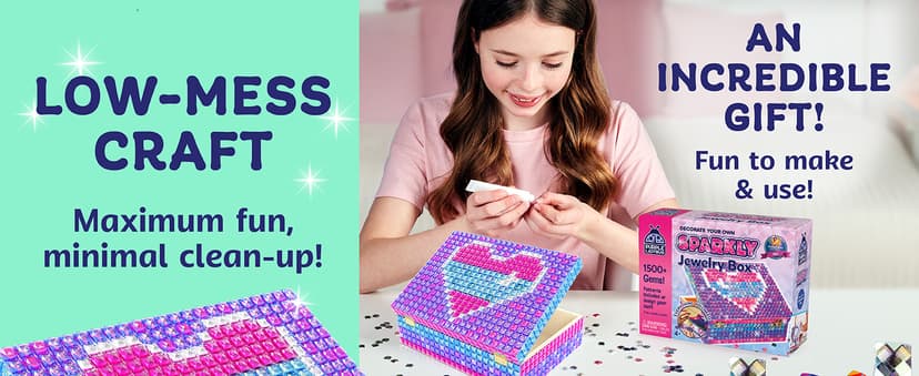 PURPLE LADYBUG DIY Jewelry Box Craft Kit for Girls Ages 4-12, Arts and Crafts for Kids, Creative Toys for Little Girls 6-8 Years Old, Birthday Gift for 5+ Year Old Girl, Mosaic Mermaid Unicorn Design