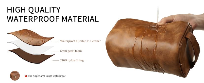 Easycosy Personalized Toiletry Bag for Men, Engraved with Pattern & Text, PU Leather Men's Toiletry Bag for Traveling, Father's Day Memories Gifts for Him Men Boyfriend Husband