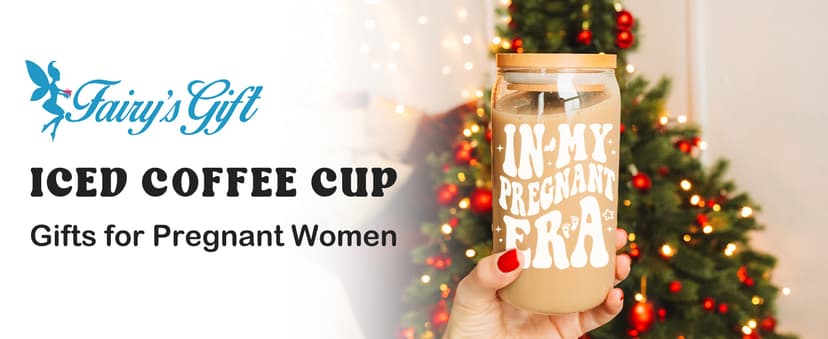 Fairy's Gift Pregnant Women Iced Coffee Cup, Cute Pregnant Mom Gifts, New Mama 16 oz Coffee Glass Cup, New Mothers Birthday Christmas, Pregnancy Gifts for Expecting Mom, First Time Mommy, Mommy to Be