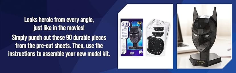 4D Build, DC Batman 3D Model Kit with Stand, Batman Collectibles & Desk Decor, Adult Puzzle, Building Toys, 3D Puzzles for Adults & Teens, 90 Pieces, for Ages 12 & Up