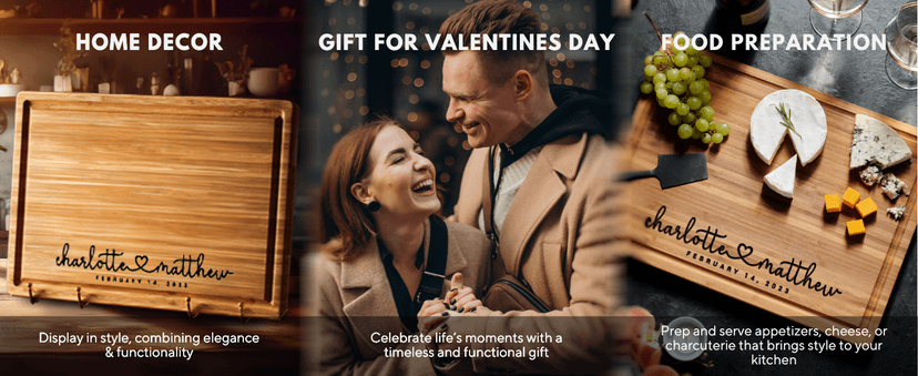 Personalized Wood Engraved Cutting Board - Valentines Day Gifts for Her - Unique Present for Wedding, Anniversary, Housewarming, Birthday, Holiday, or Romantic Gift Idea for Friends, Family, Mom, Dad