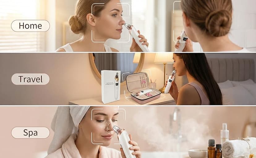 2026 Pore Vacuum, USB Rechargeable Blackhead Remover Vacuum,3 Levels Adjustable Pore Vacuum Blackhead Remover, with 5 Suction Power,6 Probes,Face Vacuum Pore Cleanser for Women & Men-White