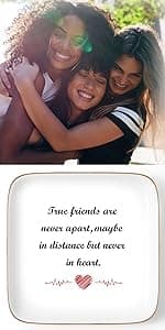 PUDDING CABIN PUDDING CABIN 3 Best Friend Birthday Gift for Women, Ring Dish - If You're Alone, I'll be Your Shadow. If You Want to Cry, I'll be Your Shoulder... Trinket Dish Gift for Female Friends Bestie Gifts