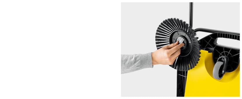 Kärcher Walk Behind Outdoor Push Sweeper S 4 Twin for Workshops, Warehouses or Garages - 5X Faster Than a Push Broom, 5.25 Gallon Capacity, 26.8" Sweeping Width