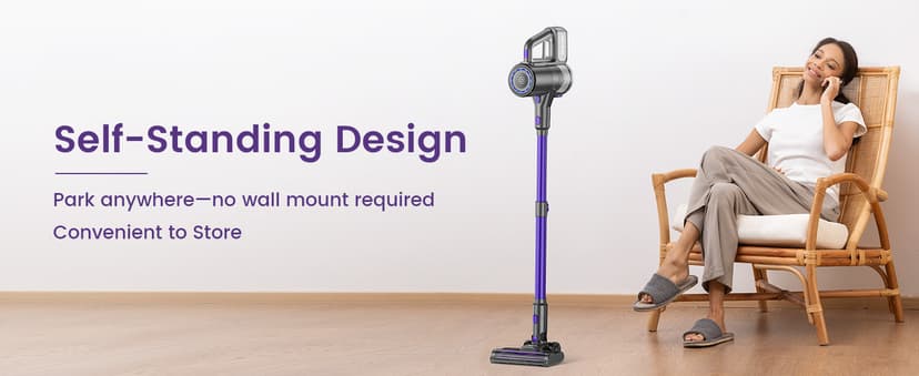 Cordless Vacuum Cleaner, 40KPA/500W/35Mins, Green LED Light, Lightweight Stick Vacuum Self-Standing, Vacuum Cleaners for Home Handheld Vacuum for Pet Hair, Carpet, and Hard Floors, U8