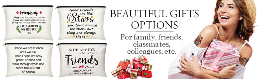 Frienda 3 Pcs Good Friend Gifts Cosmetic Bag for Women Friendship Makeup Bag Travel Cases for Birthday Graduation Moving Away Christmas Bestie Soul Sister(Trend Style)