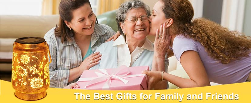 Sunflower Solar Lanterns Outdoor Waterproof, Christmas Gifts for Women Mom Grandma, Metal Hanging Lantern Solar Lights LED Decoration with Shepherd Hook Outside for Yard, Patio, Porch, Garden Decor