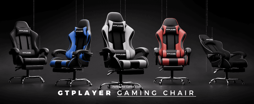 GTPLAYER Gaming Chair, Computer Chair with Footrest and Lumbar Support, Height Adjustable Game Chair with 360°-Swivel Seat and Headrest and for Office or Gaming (White)