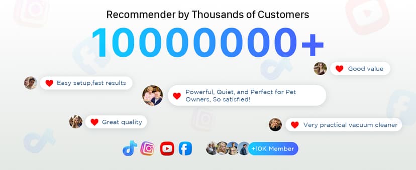 Cordless Vacuum Cleaner - Powerful Stick Vacuum with HEPA Filter, 55-Min Runtime, LED Light, Anti-Tangle Brush, Detachable Battery, Lightweight for Home, Pet Hair, Carpets & Hard Floors