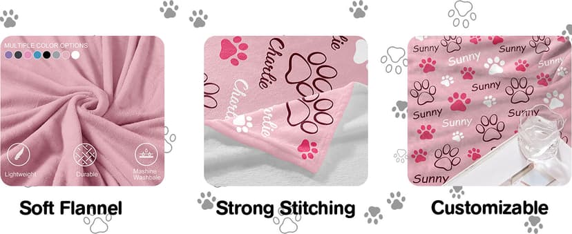 Personalized Dog Blanket, Customized Pet Blankets with Name Picture, Throw Blanket for Small Medium Large Dog Puppy Cat