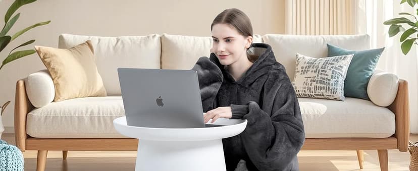 Touchat Wearable Blanket Hoodie, Oversized Sherpa Fleece Sweatshirt Blanket with Giant Hood Pocket and Sleeves for Adult, Warm & Cozy Grey Blanket Gifts for Women