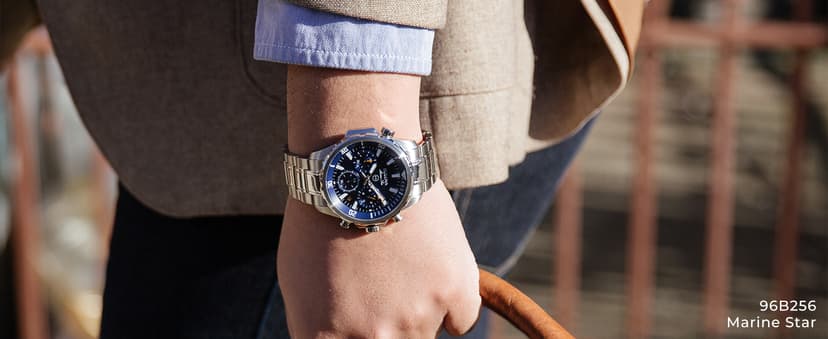 Bulova Men's Marine Star Series C Two-Tone Rose Gold Stainless Steel 6-Hand Chronograph Quartz Watch, Blue Dial Style: 98B301