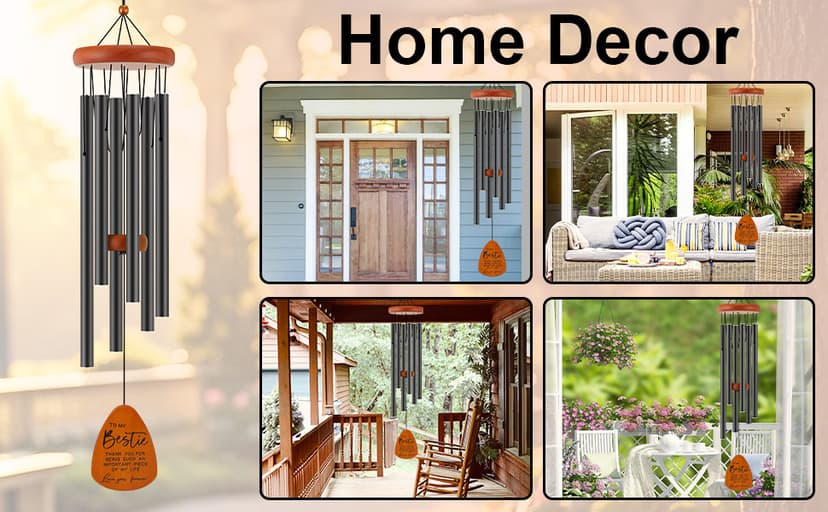 Bestie Gift for Women, Friend Gifts for Women, Unique Friendship Gifts for Birthday, Mothers Day, Christmas, 32 Inch Wind Chimes Gift for Home Decor