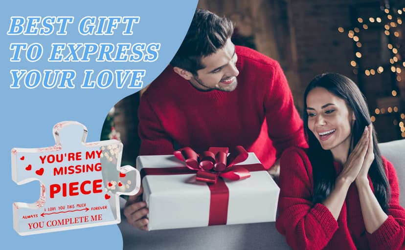 Gifts for Her Him - Wedding Gifts for Couples, Gifts for Wife Husband, I Love You Gifts for Women Men, Romantic Valentine's Day Gifts, You are My Missing Piece Acrylic Puzzle Plaque