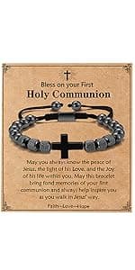 Catholic Virgin Mary Cross Bracelet Gifts for Girls Teens Women, Rosary Beads Charm Link Chain Bracelet Christmas Christian Religious Jewelry Gifts