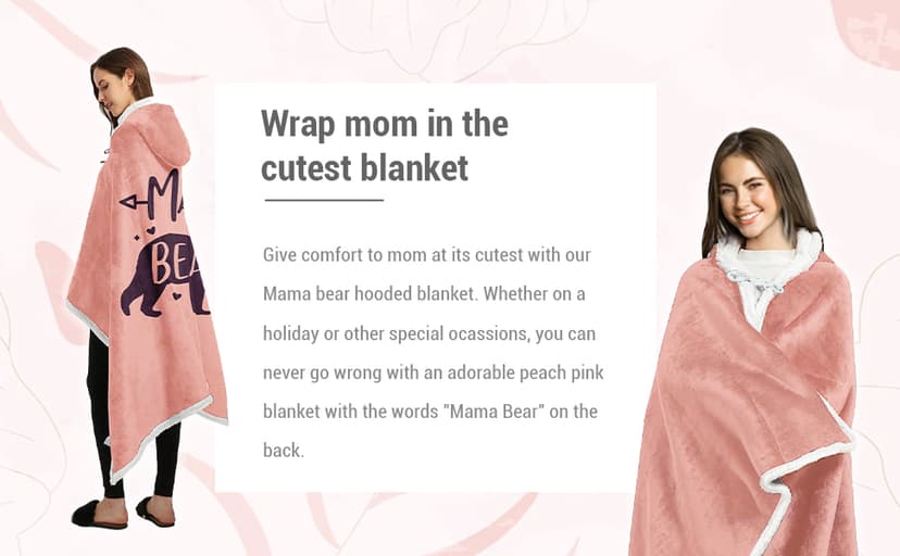 Vprintes Mama Pink Wearable Blanket Hoodie - Birthday Gifts for Mom from Daughter Son - Wife Birthday Gifts, Gifts for Wife from Husband