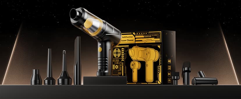 Handheld Vacuum Cleaner 21000Pa Suction with Brushless Motor, 4-in-1 Portable Mini Car Vacuum with 2 Suction Modes, Cordless Vacuum with LED Light, Type-C Charge for Car, Office Desk, Keyboards