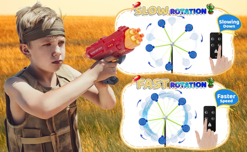 2-Player Shooting Game Toy,Foam Dart Toy Gun with Auto Reset Rotating Shooting Target,Ideal Gift for Kids Ages 4, 5, 6, 7, 8,9,10+