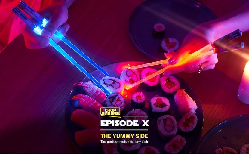 Lightsaber Chopsticks Light Up - LED Glowing Light Saber Star Wars Chop Sticks - Reusable Sushi Lightup Sabers Chopstick Set Of 1 Blue Pair