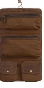 KomalC Premium Buffalo Leather Toiletry Bag for Men & Women – Leather Dopp Kit With Water resistant Lining, Premium Toiletry Travel Pouch, Unisex Wash Bag for Toiletries, Gifts for Men and Women