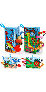 Tummy Time Baby Mirror Infant Toys Newborn 0 3 Months Brain Development with Crinkle Cloth Book Teether Black and White High Contrast Baby Toys 2 4 5 0-6 Month Boys Girls Sensory Activity Shower Gifts