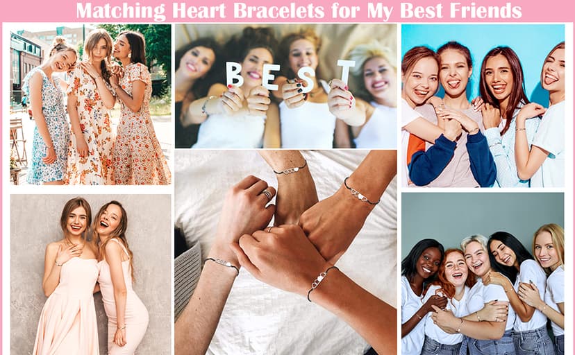 Tarsus 2/3/4/5/6 Pcs Best Friend Bracelets Bff Matching Heart Bracelet Best Friend Friendship Gifts for Women Friends Girls Teen
