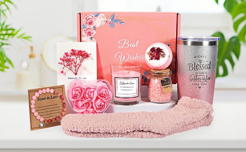 Sister in Law Gifts, Best Sister in Law Birthday Gifts, Mother's Day, Wedding Or Thanksgiving Day Best Gifts for Sister-in-Law, Sister-in-Law Spa Gift Basket Set