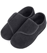 LongBay Men's Memory Foam Diabetic Slippers Comfy Warm Plush Fleece Arthritis Edema Swollen House Shoes