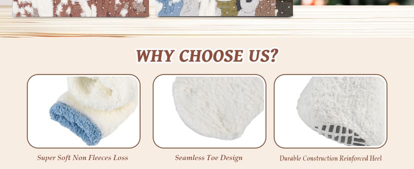 Bulinlulu Fuzzy Socks with Grips Plush Sleep Cozy Winter Soft Hospital Fluffy Socks Gifts for Womens Mens Gifts