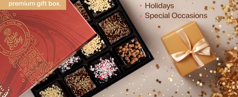 Gourmet Brownie Gift Box – 12 Assorted Rich, Chocolate Brownies Handcrafted for Freshness – Christmas Gift Basket, Holiday Gift Baskets for Women, Coworkers, Friends, Family - USA Made