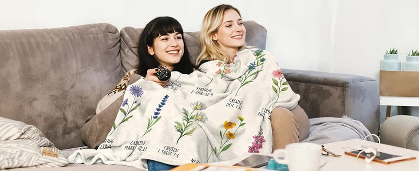 Afterprints Christian Gifts for Women, Christian Blanket with Flowers, Birthday Gifts for Women, Inspirational, Religious Gifts for Sister, Friend, Daughter, Mom, Soft Throw Blankets 50'' x 60''