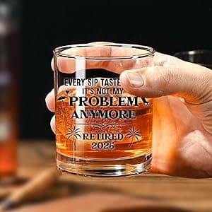 NewEleven First Christmas Retirement Gifts For Men 2025 - Coworker Leaving, Goodbye Gift, Farewell Gifts For Coworkers, Friends, Dad, Grandpa - Retirement Gift From Friend, Colleague - Whiskey Glass