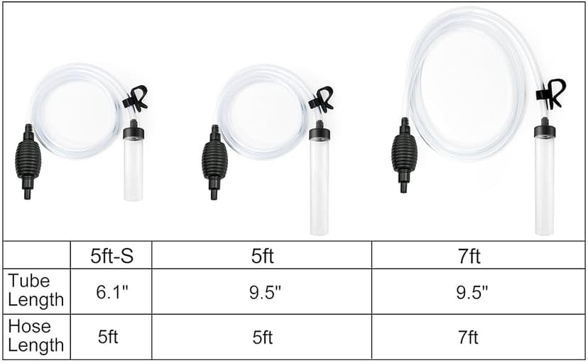 5ft-S Aquarium Siphon Vacuum Cleaner for Fish Tank Cleaning Gravel & Sand