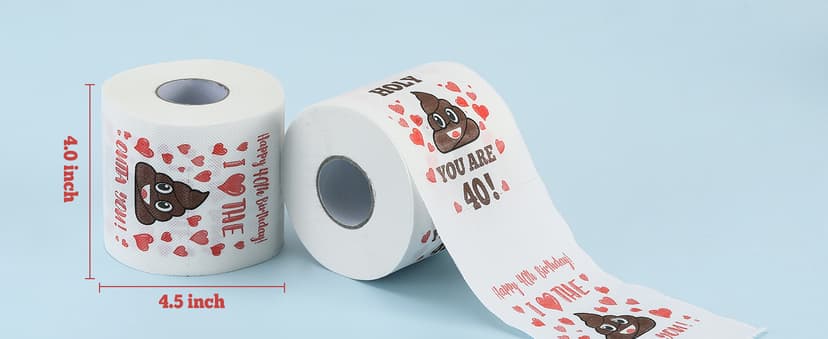 40th Birthday Gifts for Women, Men, Her, Him - Happy Prank Toilet Paper - 40th Birthday Decorations, Party Supplies Favors - 40 Years Old Funny Gag Gift Ideas, Novelty Bday Present for Friends, Family