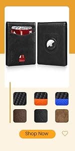 RUNBOX Slim Wallets for Men - Leather Money Clip Mens Wallet - RFID Blocking Front Pocket Bifold Wallet - Thin Credit Card Holder with Gift Box