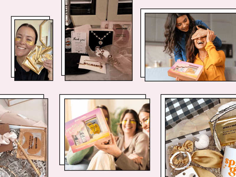 grace & stella Award-Winning Skin Care Set - Birthday Gifts for Women - Travel Essentials with Gold Eye Masks, Hyaluronic Acid Serum & Rose Spray - Bachelorette Party Favors, Teen Girl Gifts - Vegan