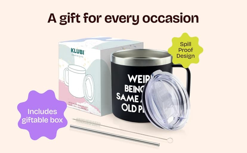 40th 50th 60th 70th Christmas Gifts for Men Fathers Day - Weird Being the Same Age as Old People Mug 14oz Tumbler Black Gifts for Dad Birthday Gift Ideas for 70 Year Old Man Funny Gag Gift for Elderly
