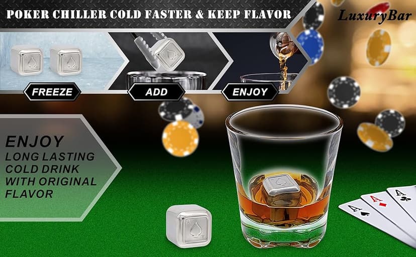 Poker Whiskey Decanter Sets for Men, 27oz Whiskey Decanter Set with Tray, Spout & Stones,Casino Liquor Decanter Dispenser Decanters for Alcohol Tequila Decanter Bourbon Gifts for Men Dad Him Husband