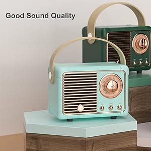 Retro Bluetooth Speaker, Wireless Portable Speaker with Crystal Clear Stereo Sound and Rich Bass, Vintage Decor, Retro Decor, Gifts for Teen Girls Boys Women (Blue)