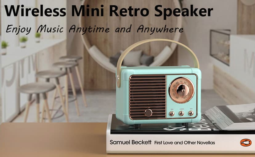 Retro Bluetooth Speaker, Wireless Portable Speaker with Crystal Clear Stereo Sound and Rich Bass, Vintage Decor, Retro Decor, Gifts for Teen Girls Boys Women (Blue)