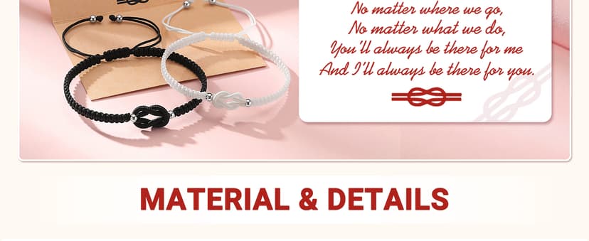 UNGENT THEM Pinky Promise Knot Couples Bracelets Anniversary Christmas Valentines I Love You Gifts for Boyfriend Girlfriend Women Men